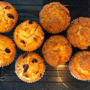 cranberry orange muffins and pumpkin muffins