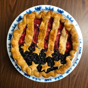 berry pie with american flag top crust design