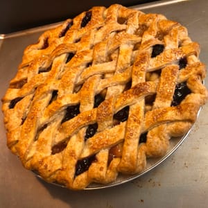 berry pie with lattice double crust